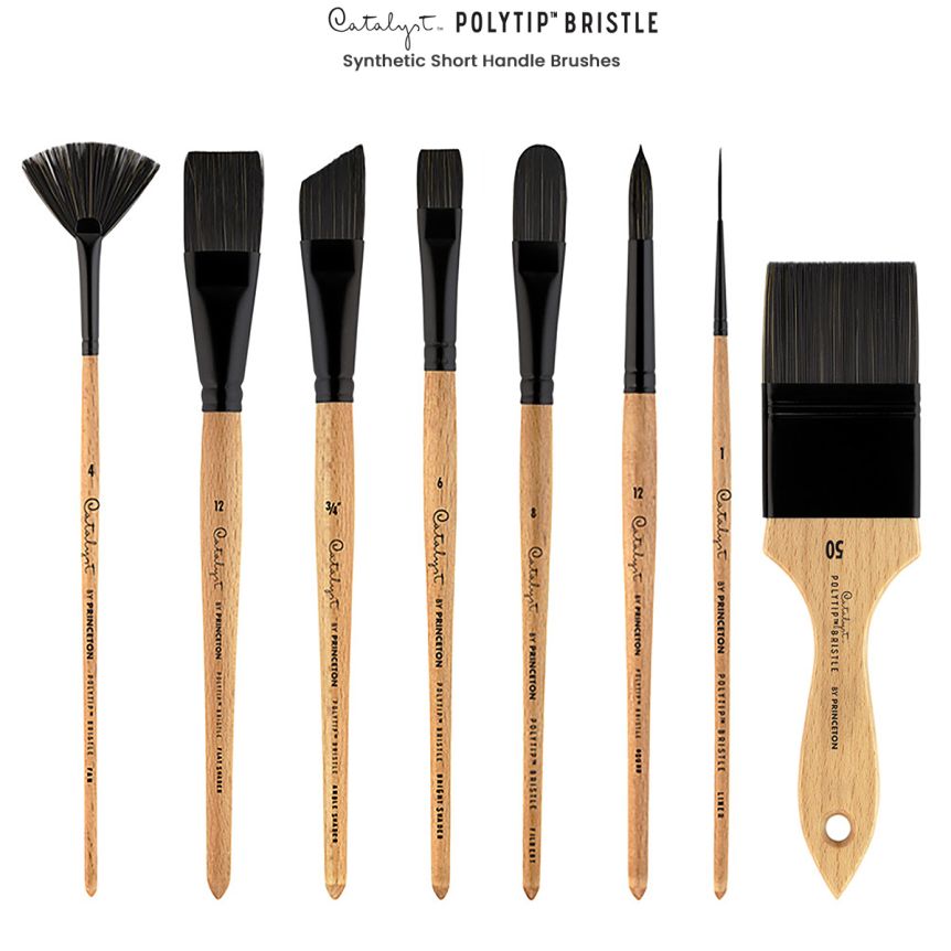 Princeton Catalyst Polytip 6450 Bristle Synthetic Short Handle Brushes