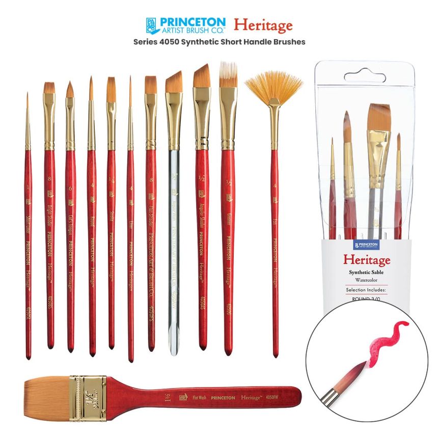 Princeton Heritage Series 4050 Synthetic Short Handle Brushes