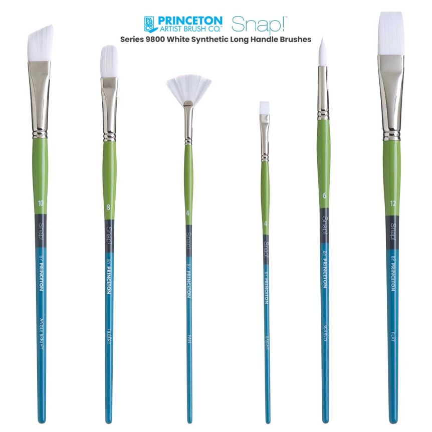 Princeton Snap! Series 9800 White Synthetic Long Handle Brushes