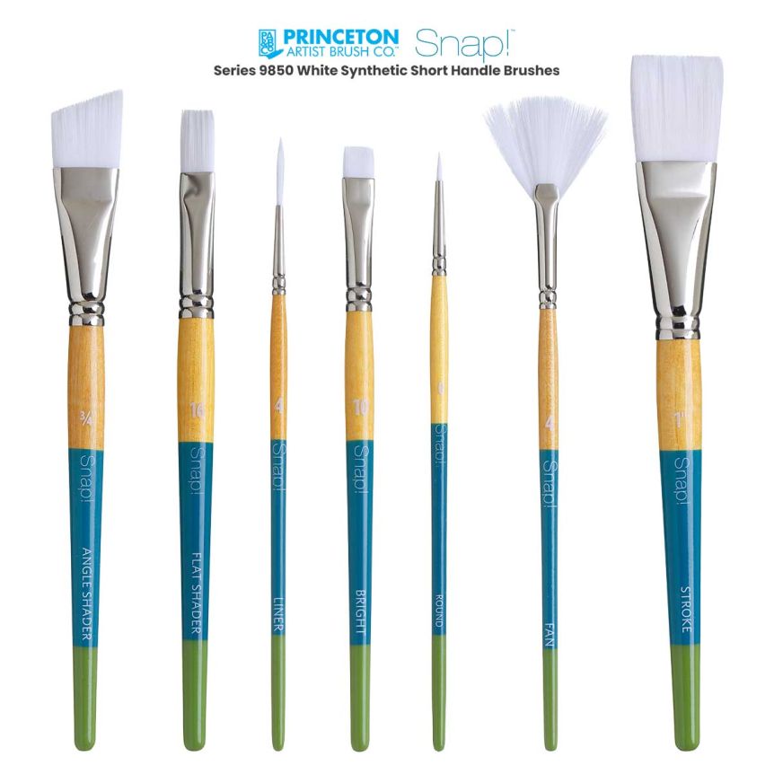Princeton Snap! Series 9850 White Synthetic Short Handle Brushes
