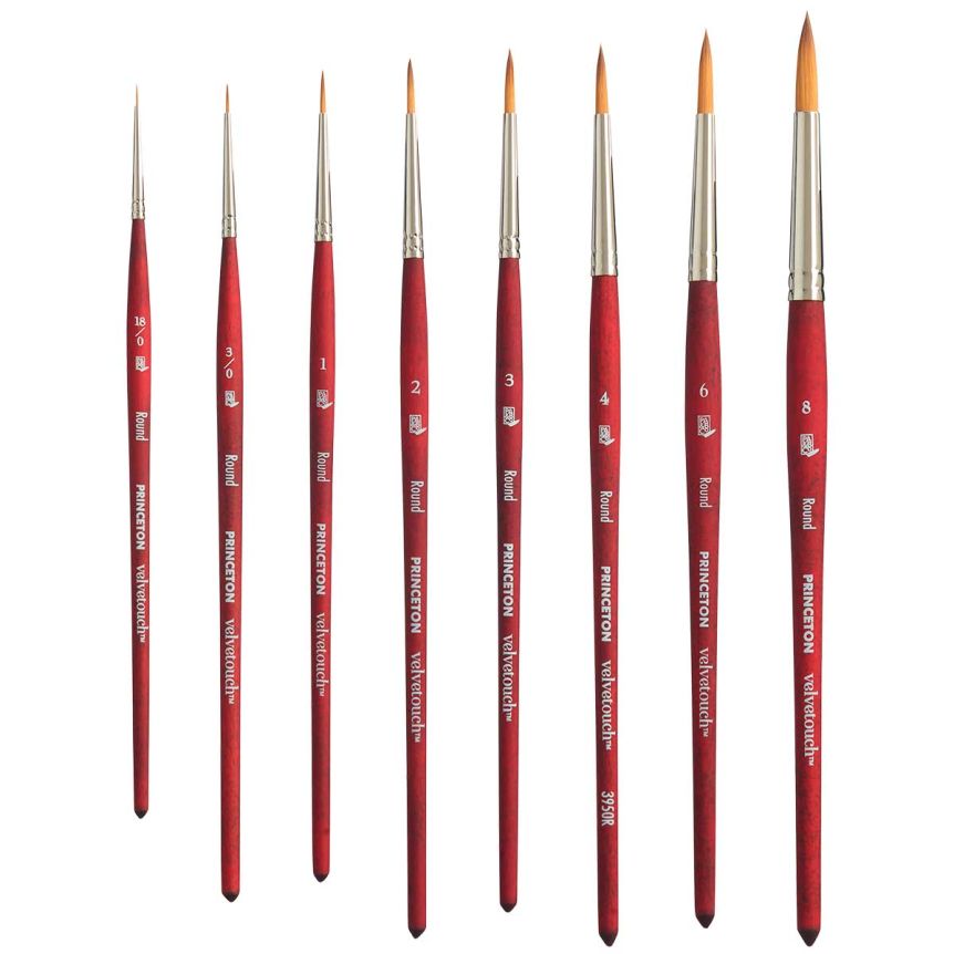 Princeton Velvetouch Series 3950 Synthetic Brush - Round Set of 8