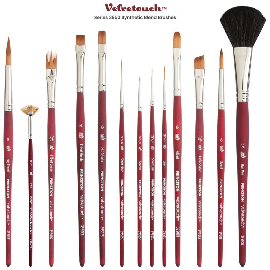 Princeton Velvetouch Mixed Media Brushes 4 flat shader [Pack of 3]  (PK3-3950FS-4)