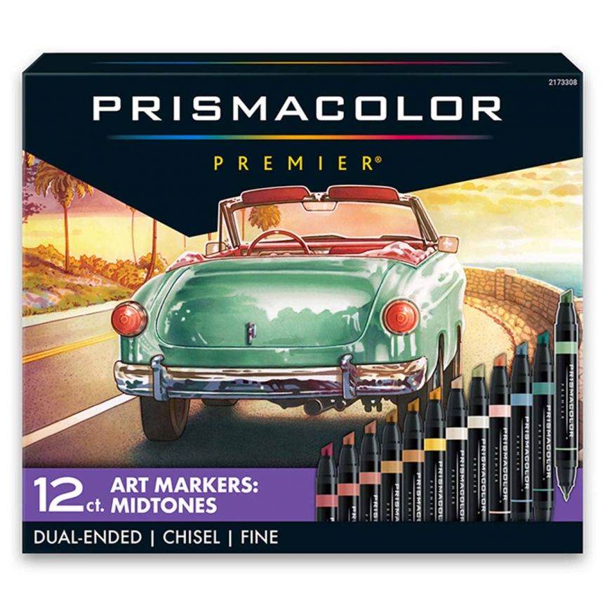 Prismacolor Premier Dual-Ended Marker Set of 12 Midtones