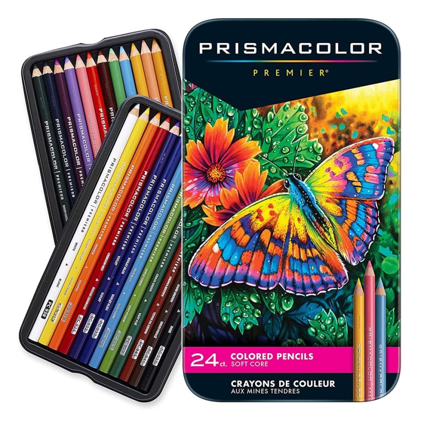 Prismacolor Premier Colored Pencils Tin Set, 24 Assorted Colors