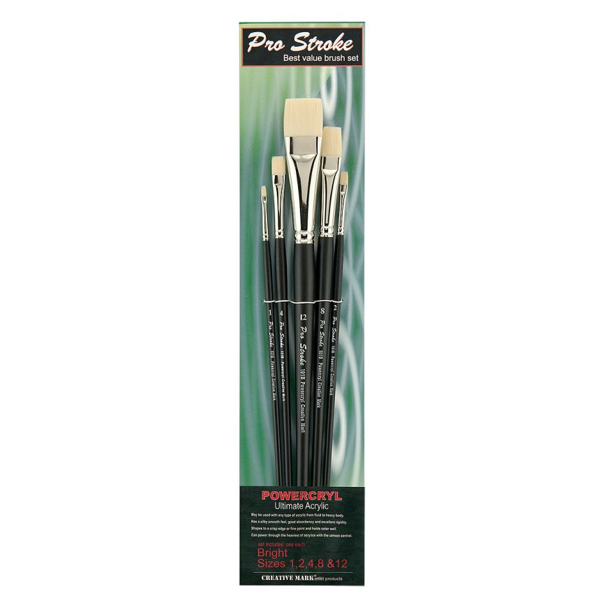 Creative Mark Pro-Stroke Powercryl Acrylic Brushes Bright (Set of 5)