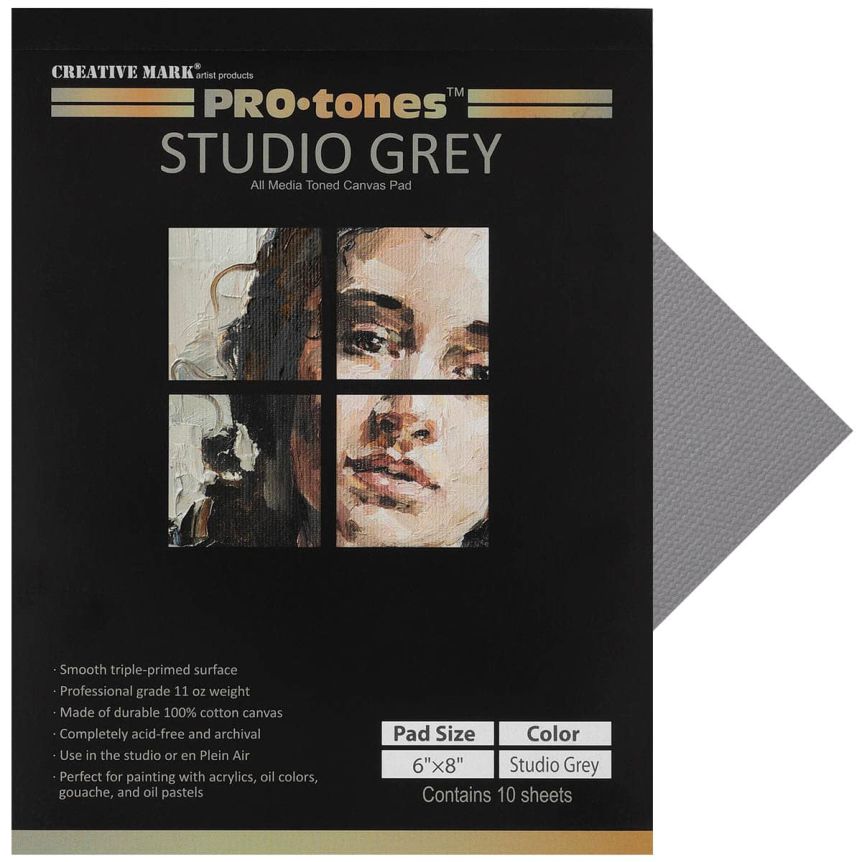 Pro-Tones Toned Canvas Pad - 6”x8” Studio Grey, 10 Sheets