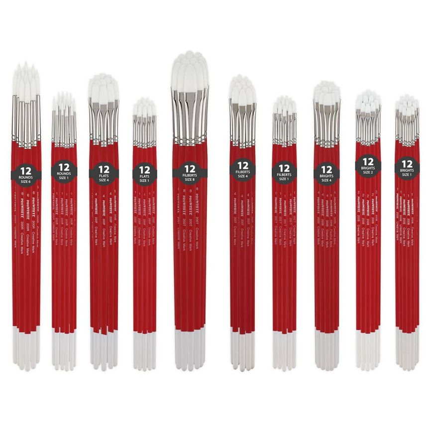 Creative Mark Pro White Soft Filament Acrylic Brush Class Pack of 120 