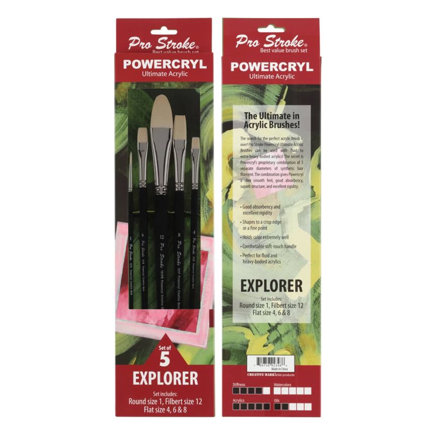 Pro Stroke Powercryl Long Handle Explorer Value Brush Set of 5