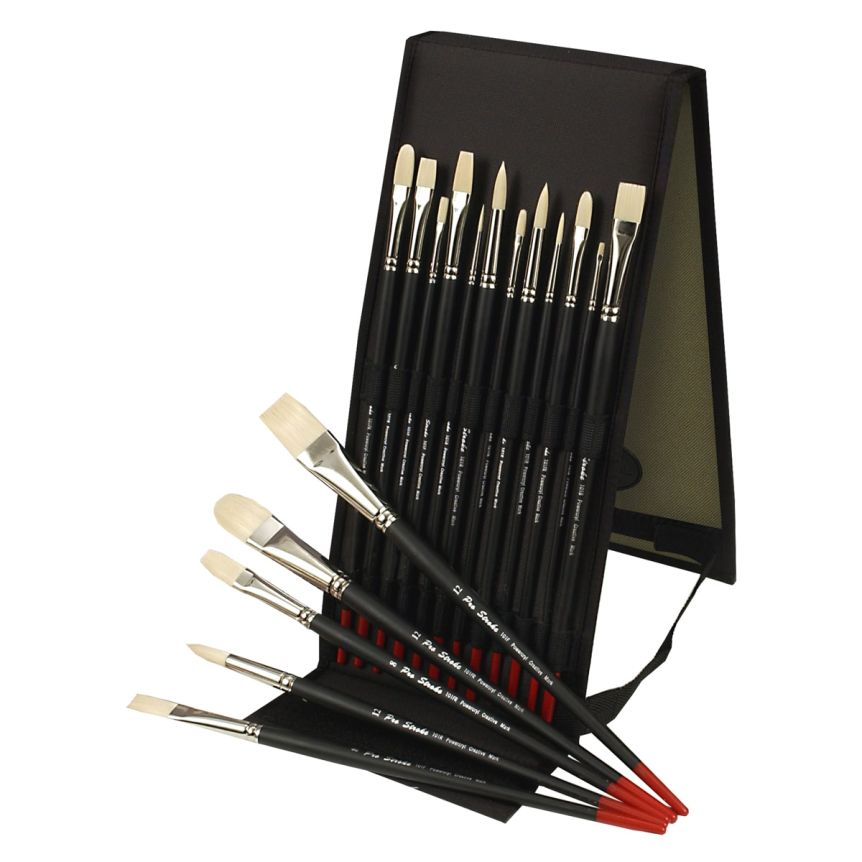 Creative Mark Pro-Stroke Powercryl Acrylic Brushes Master Set with khaki brush easel case