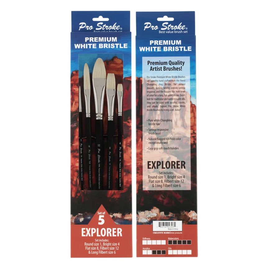 Pro Stroke Premium White Bristle Explorer Value Set of 5