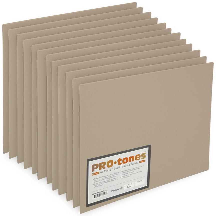 Pro-Tones All-Media Toned Canvas Panel Box of 12 - Dune, 11"x14"