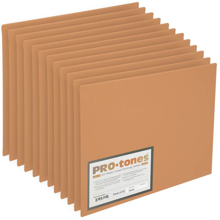 Pro-Tones All-Media Toned Canvas Panel Box of 12 - Sahara, 9"x12"
