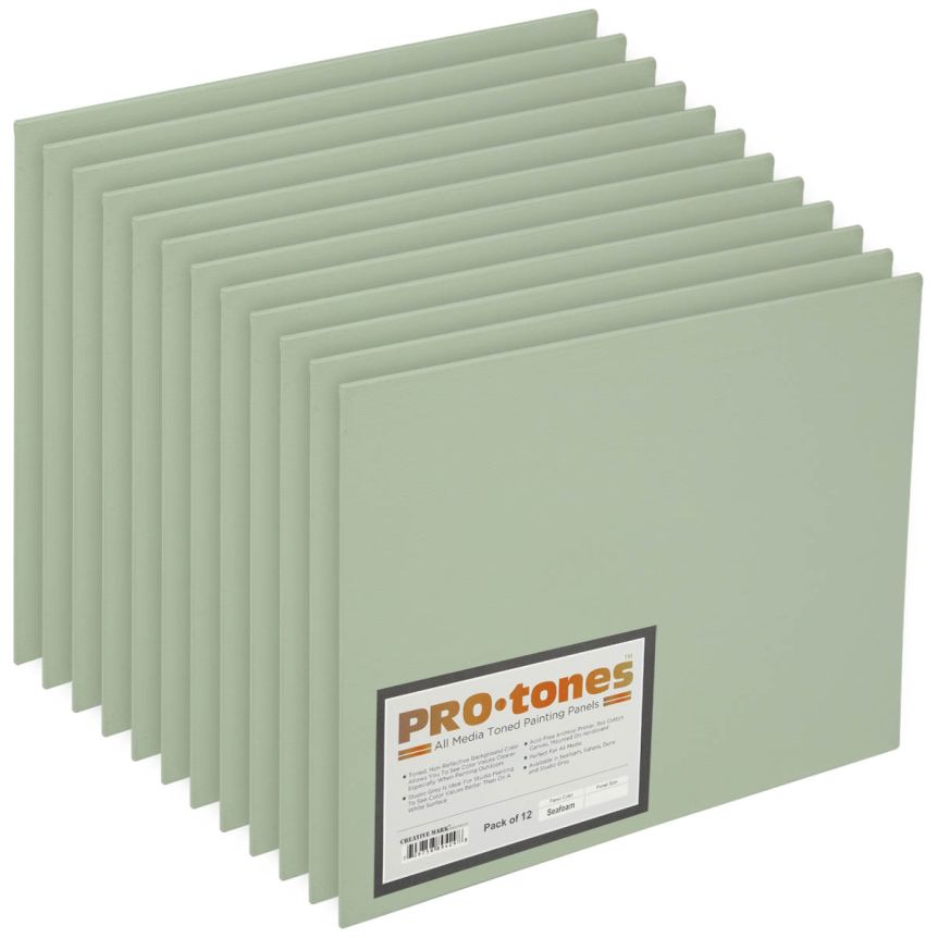 Pro-Tones All-Media Toned Canvas Panel Box of 12 - Seafoam, 9"x12"