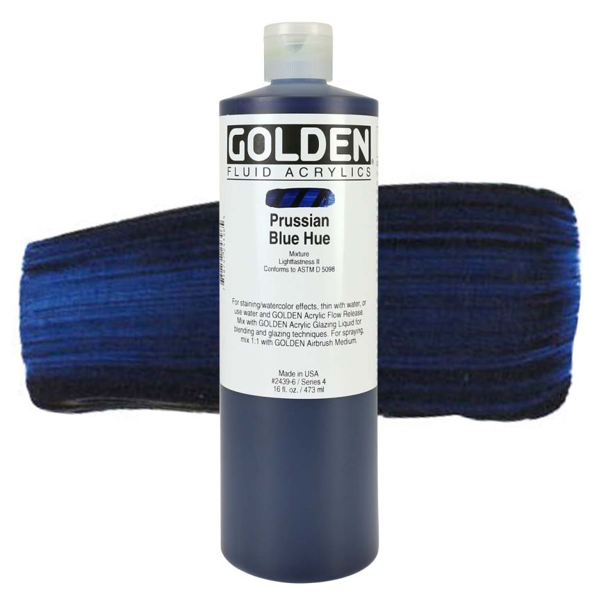 GOLDEN Fluid Acrylics Prussian Blue Hue, 16oz