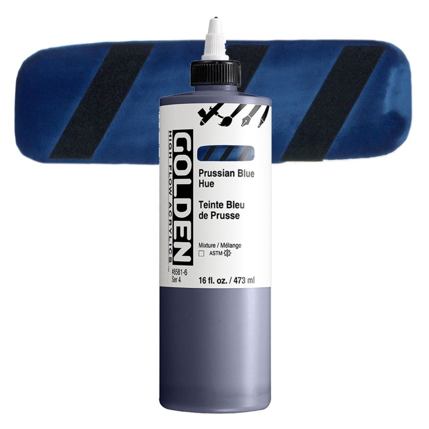 Golden High Flow Acrylic - Prussian Blue Hue, 16oz Bottle