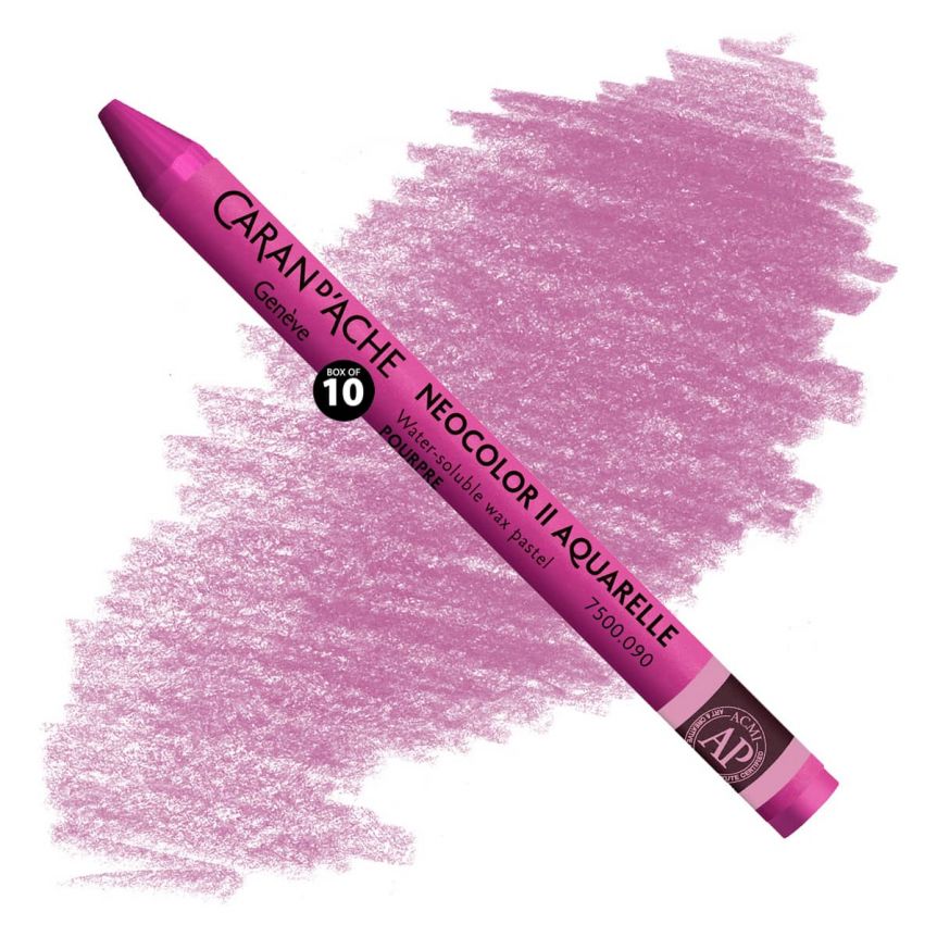 Caran d'Ache Neocolor II Water-Soluble Wax Pastels - Purple, No. 090 (Box of 10)