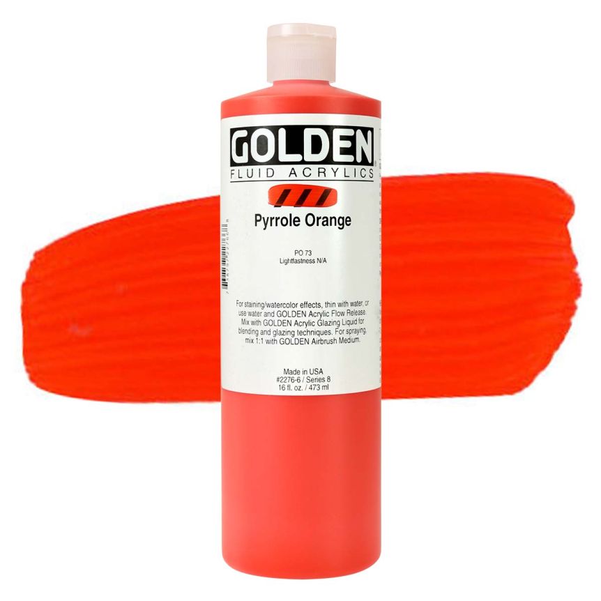 GOLDEN Fluid Acrylics Pyrrole Orange, 16oz