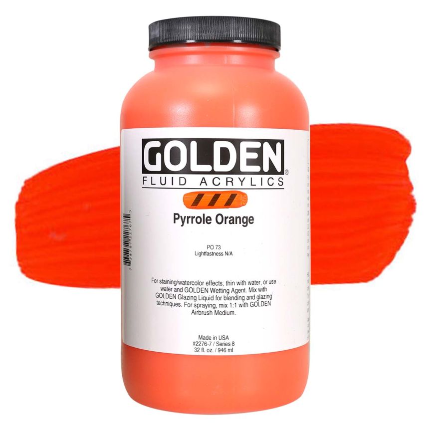 GOLDEN Fluid Acrylics Pyrrole Orange, 32oz