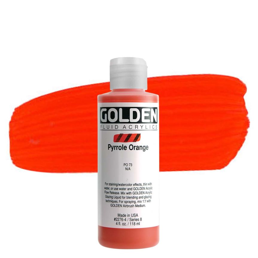 GOLDEN Fluid Acrylics Pyrrole Orange, 4oz