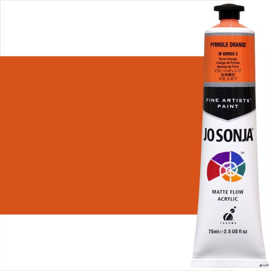 Jo Sonja Matte Flow Artist Acrylic - Pyrrole Orange, 75ml Tube