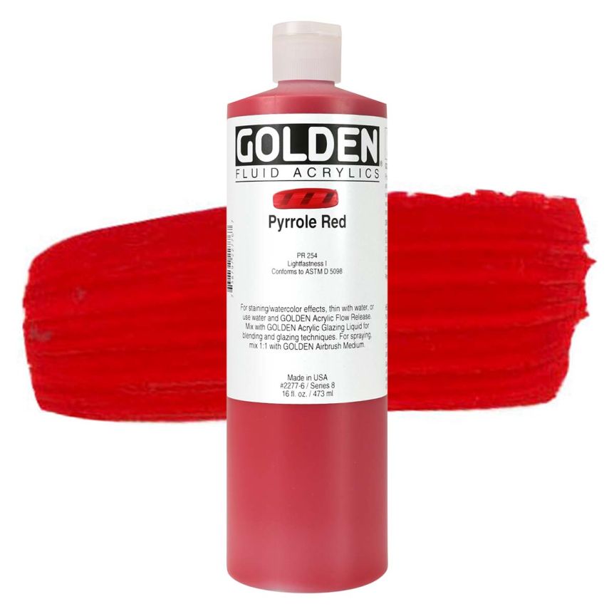 GOLDEN Fluid Acrylics Pyrrole Red, 16oz