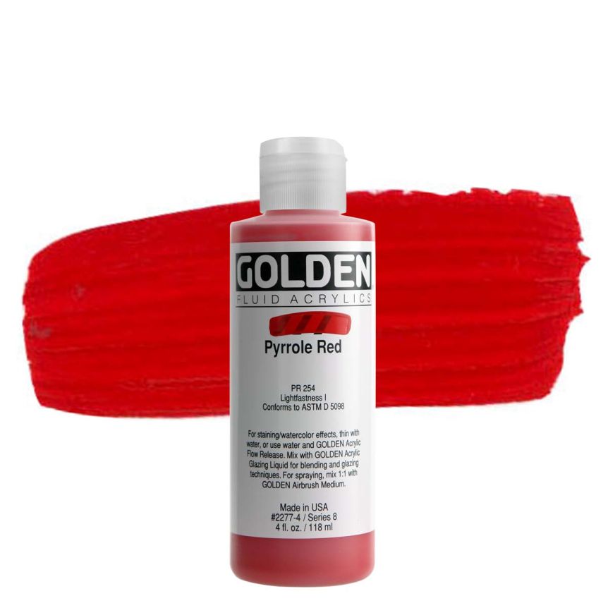 GOLDEN Fluid Acrylics Pyrrole Red, 4oz