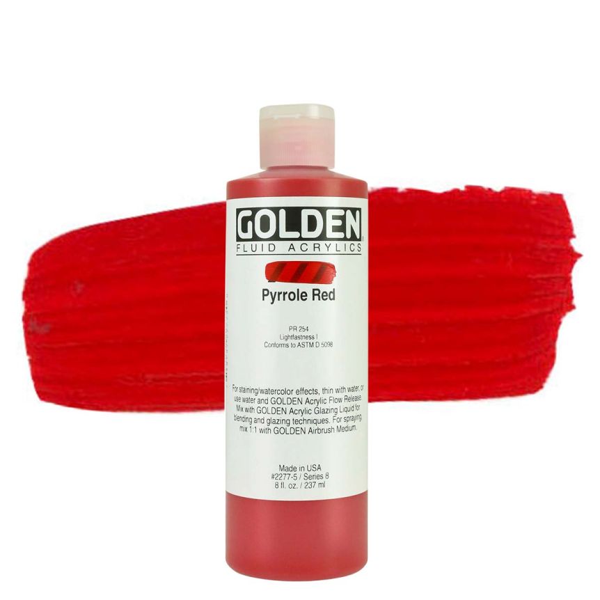 GOLDEN Fluid Acrylics Pyrrole Red, 8oz