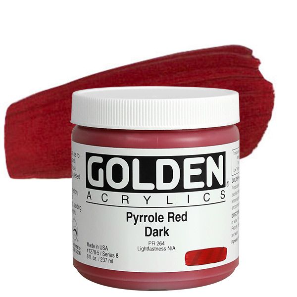GOLDEN Heavy Body Acrylic 8 oz Jar - Pyrrole Red Dark