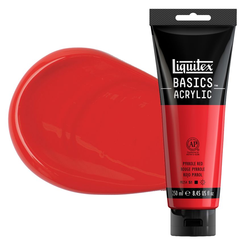 Liquitex Basics Acrylic Paint - Pyrrole Red, 250ml Tube