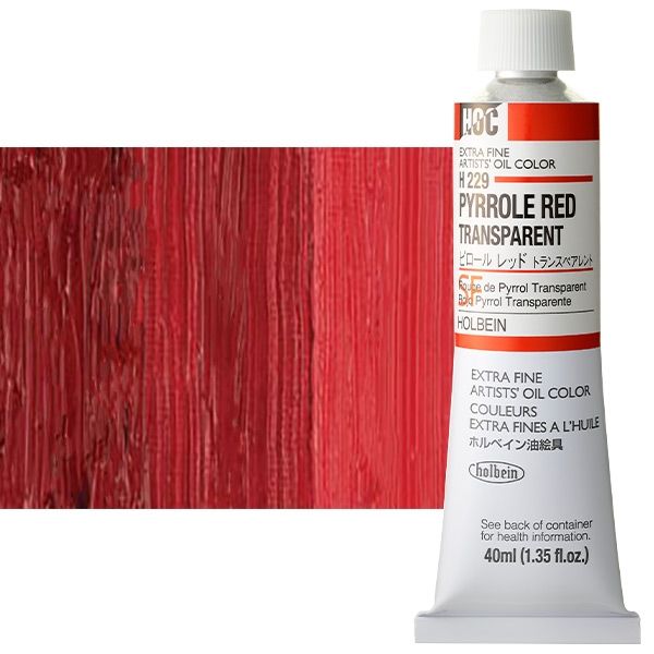 Holbein Artist Oil 40ml Tube Pyrrole Red Transparent