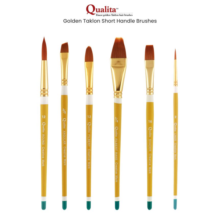 Qualita Golden Taklon Short Handle Brushes