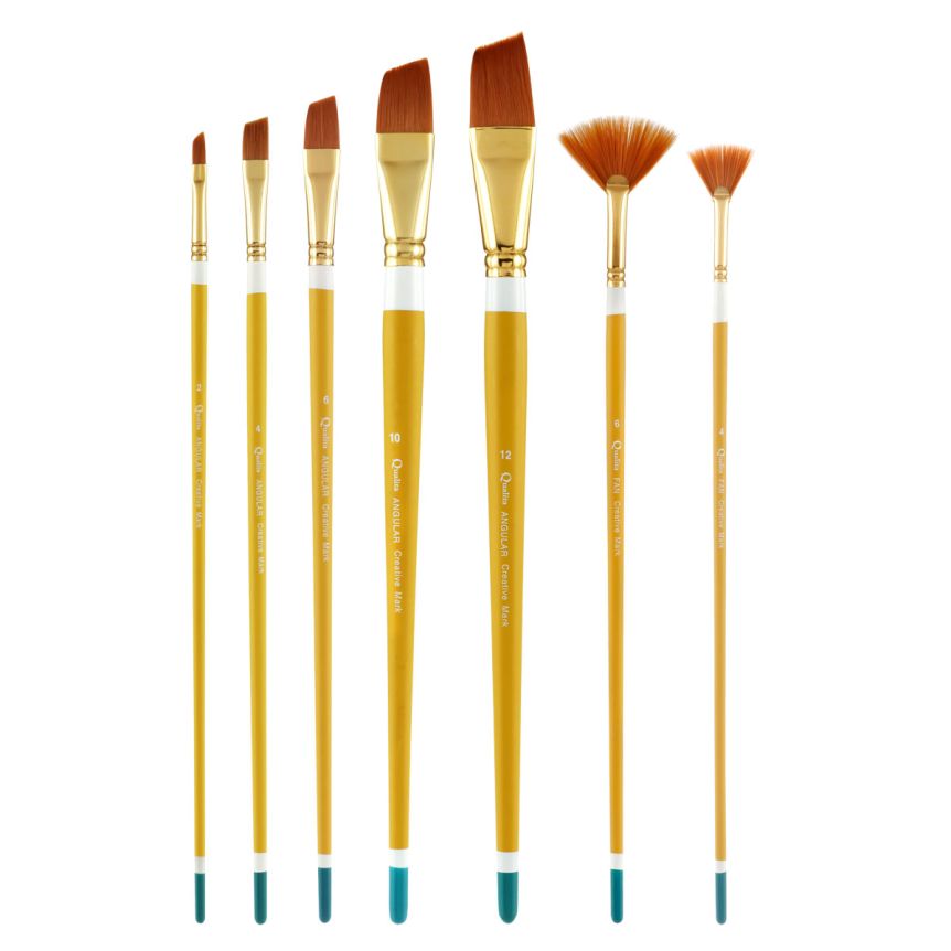Qualita Long Handle Angular & Fan Brush Set of 7