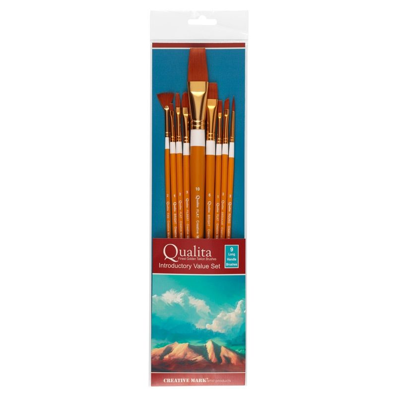 Qualita Gold Long Handle Value Brush Set Of 9