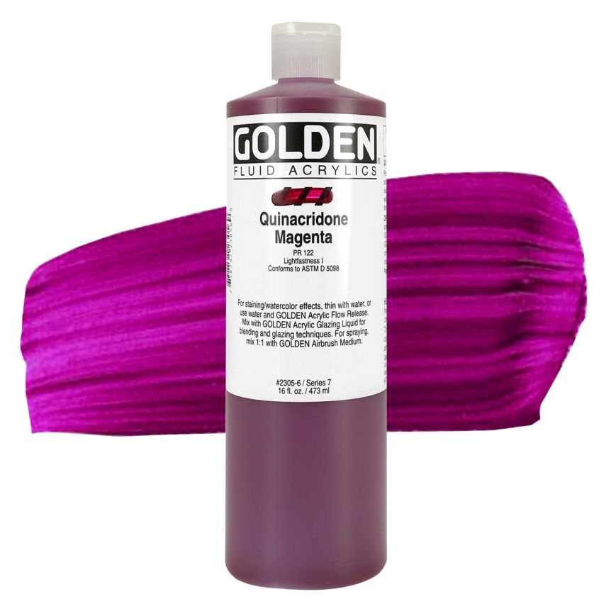GOLDEN Fluid Acrylics Quinacridone Magenta, 16oz