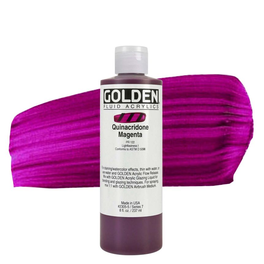 GOLDEN Fluid Acrylics Quinacridone Magenta, 8oz