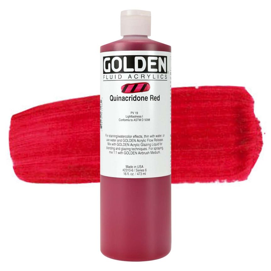 GOLDEN Fluid Acrylics Quinacridone Red,16oz