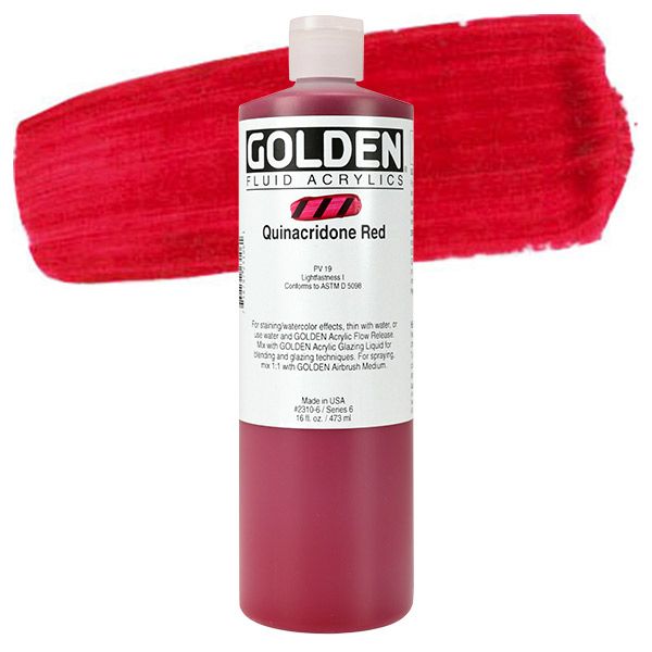 Golden : Fluid : Acrylic Paint : 473ml (16oz) : Quinacridone Red