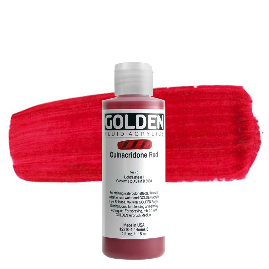 GOLDEN Fluid Acrylics Quinacridone Red, 4oz