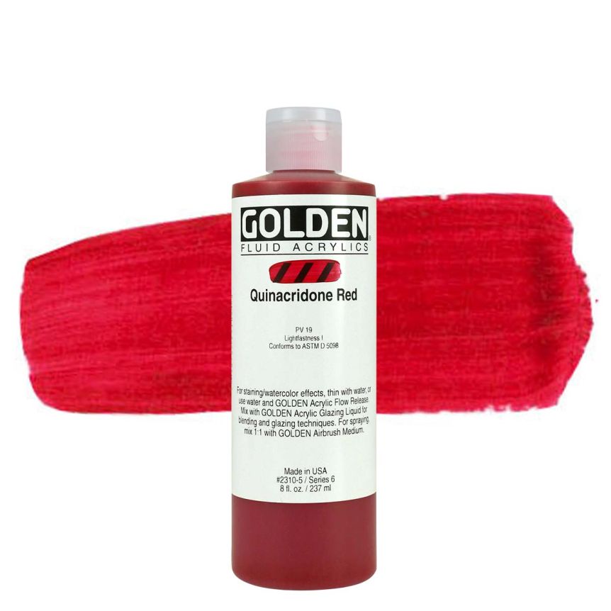 GOLDEN Fluid Acrylics Quinacridone Red, 8oz