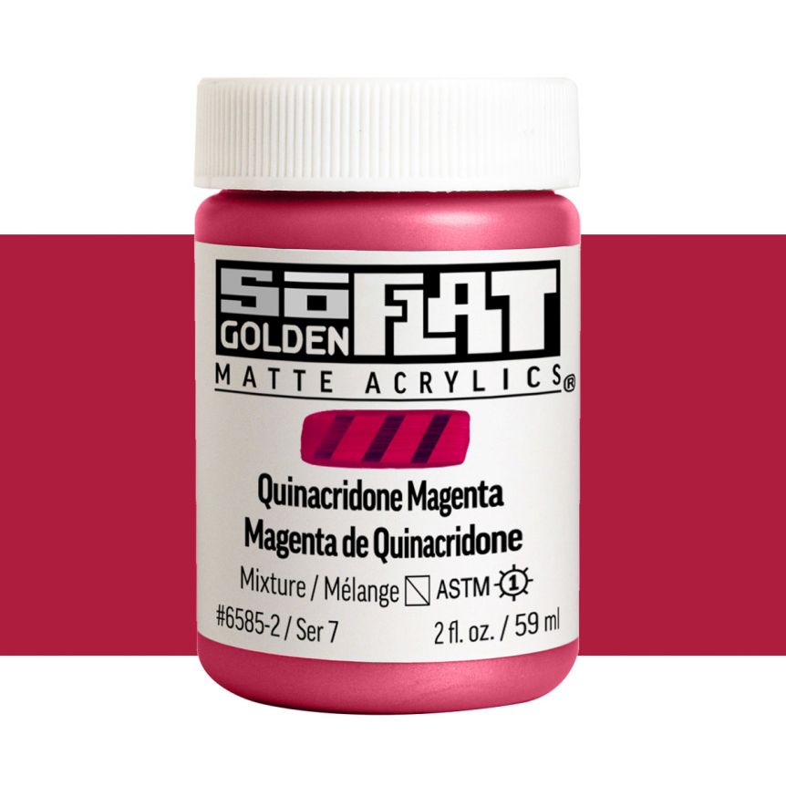 GOLDEN SoFlat Matte Acrylic - Quinacridone Magenta, 2oz Jar