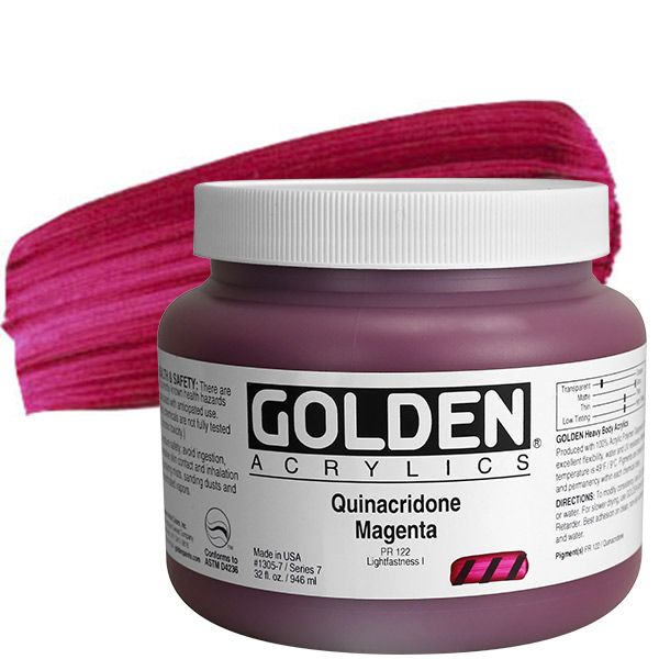 GOLDEN Heavy Body Acrylic 32 oz Jar - Quinacridone Magenta