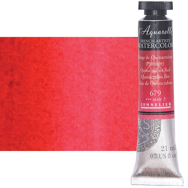 Sennelier l'Aquarelle Artists Watercolor - Quinacridone Red, 21ml Tube ...