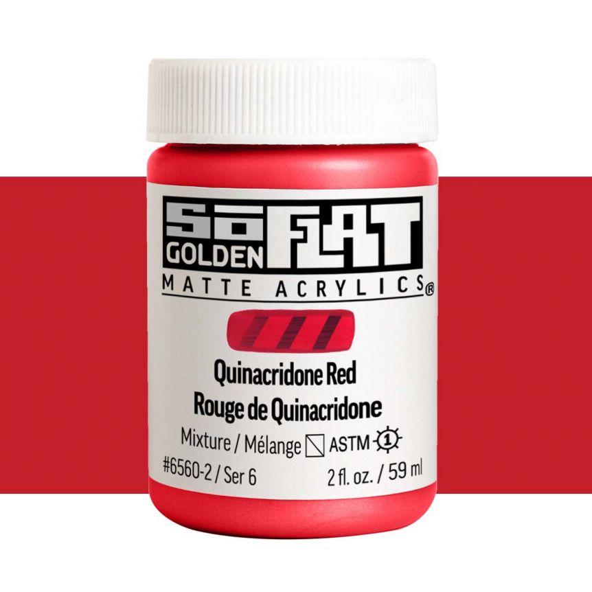 GOLDEN SoFlat Matte Acrylic - Quinacridone Red, 2oz Jar