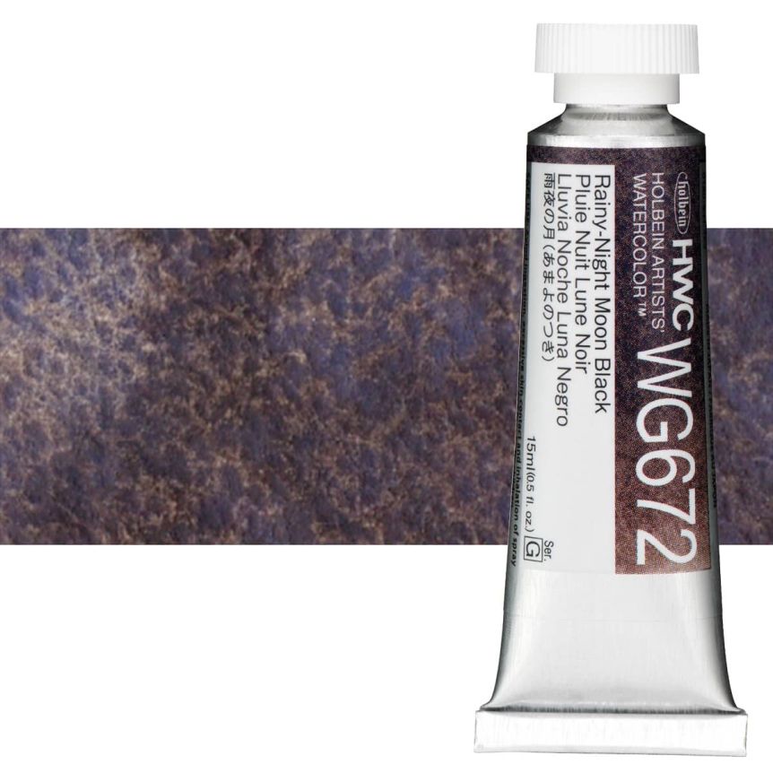 Holbein Artists' Granulating Watercolor - Rainy-Night Moon Black, 15ml Tube