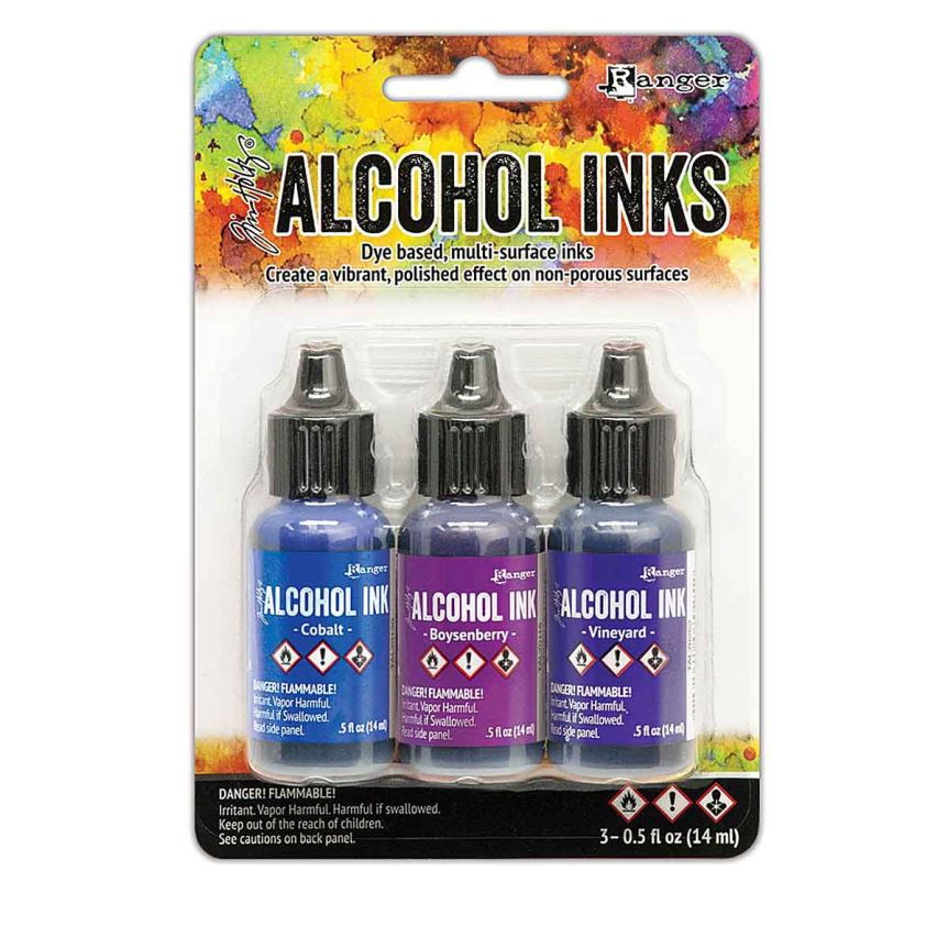 Tim Holtz Alcohol Ink - 1/2oz - Indigo/Violet Spectrum Colors, Set of 3