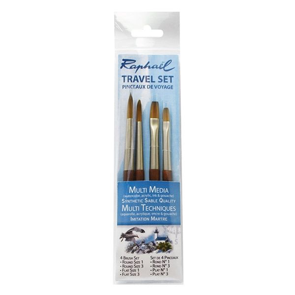 Mini Travel Brush Set of two Rounds and two Flats