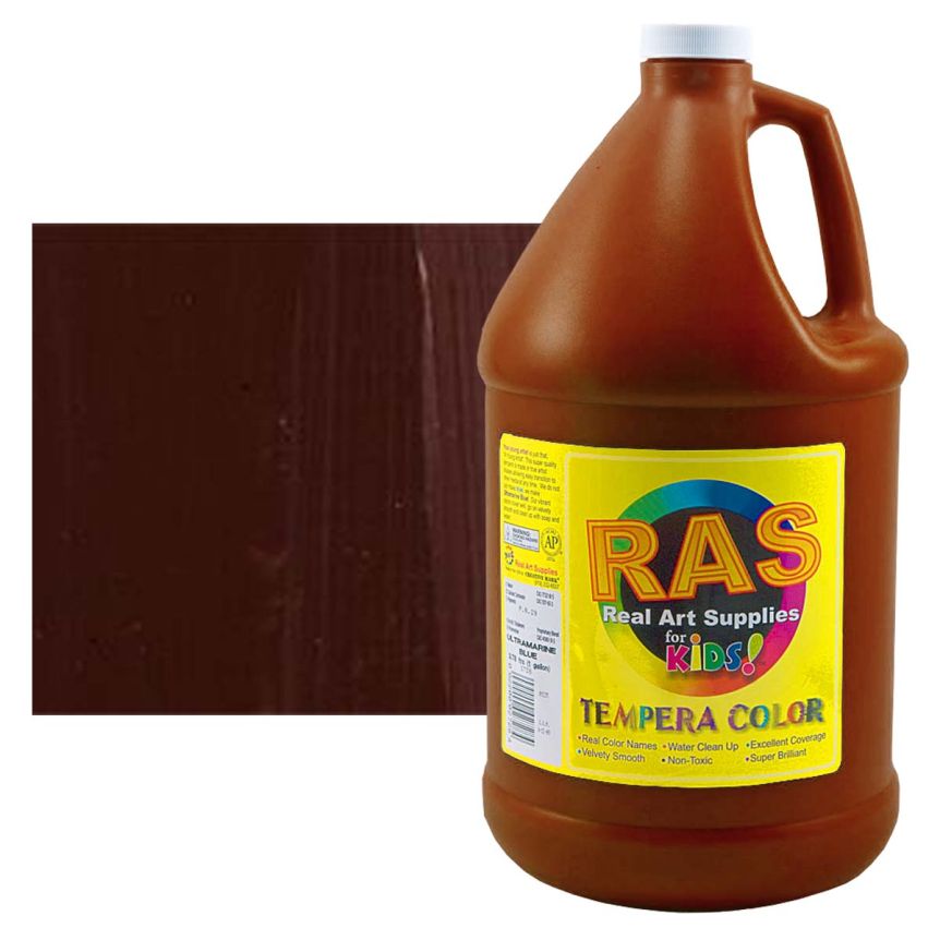 RAS Tempera Paint for Kids 1 Gallon - Burnt Umber