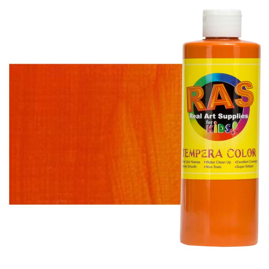 RAS Tempera Paint for Kids 16oz - Cadmium Orange Hue