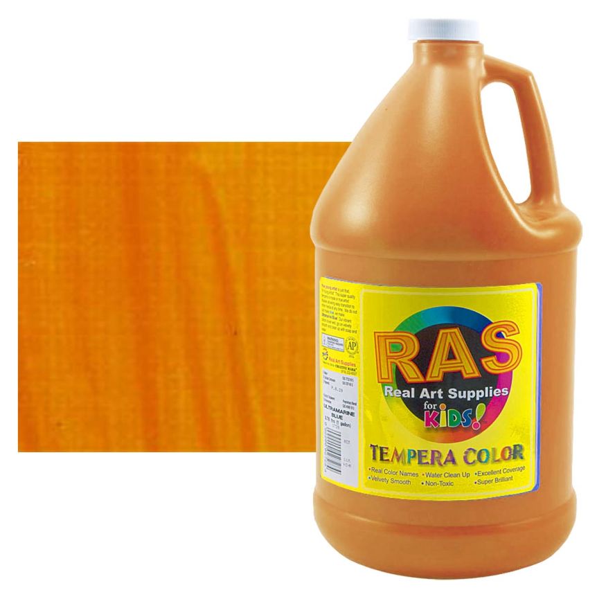 RAS Tempera Paint for Kids 1 Gallon - Cadmium Yellow Deep Hue