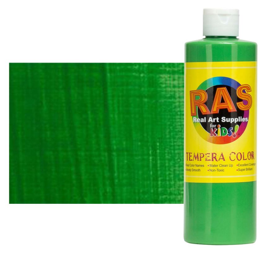 RAS Tempera Paint for Kids 16oz - Permanent Green Light